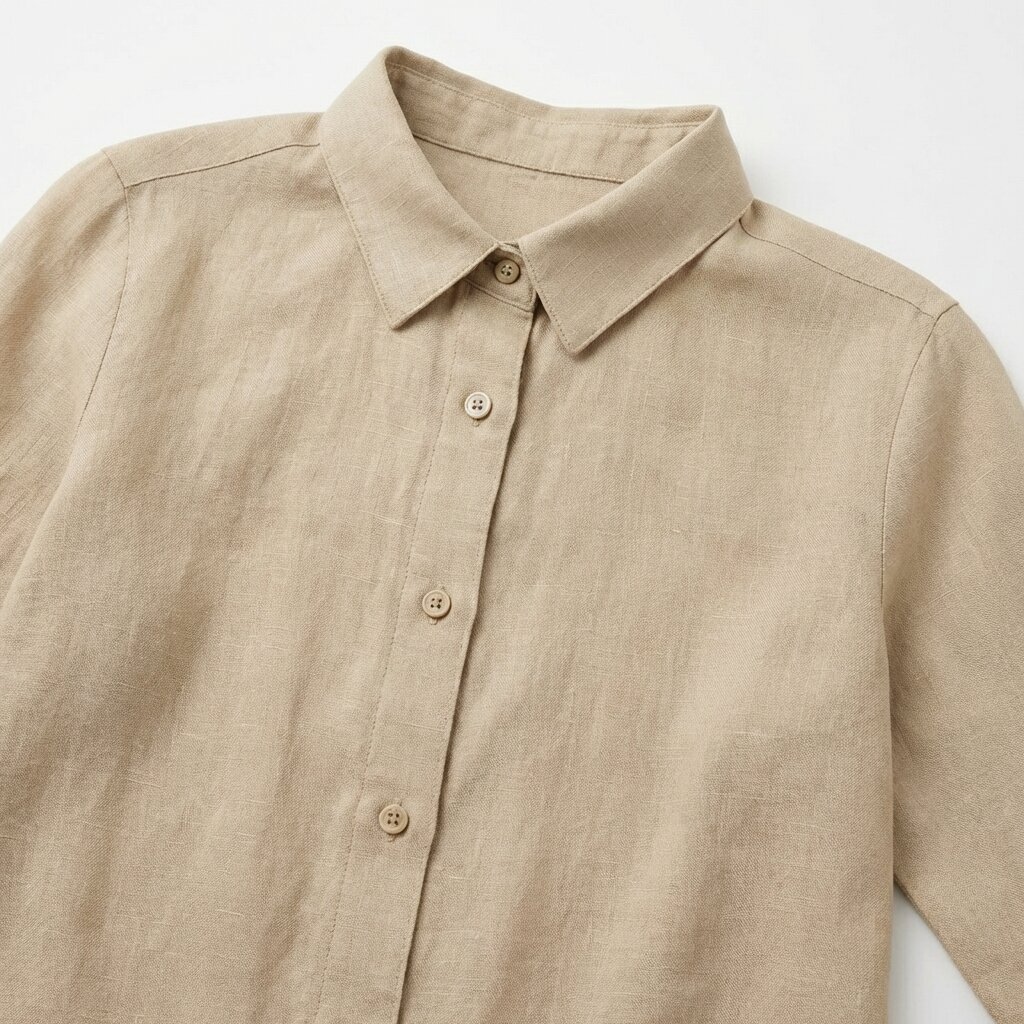 フレンチリネン 七分袖レギュラーカラーシャツ - 5