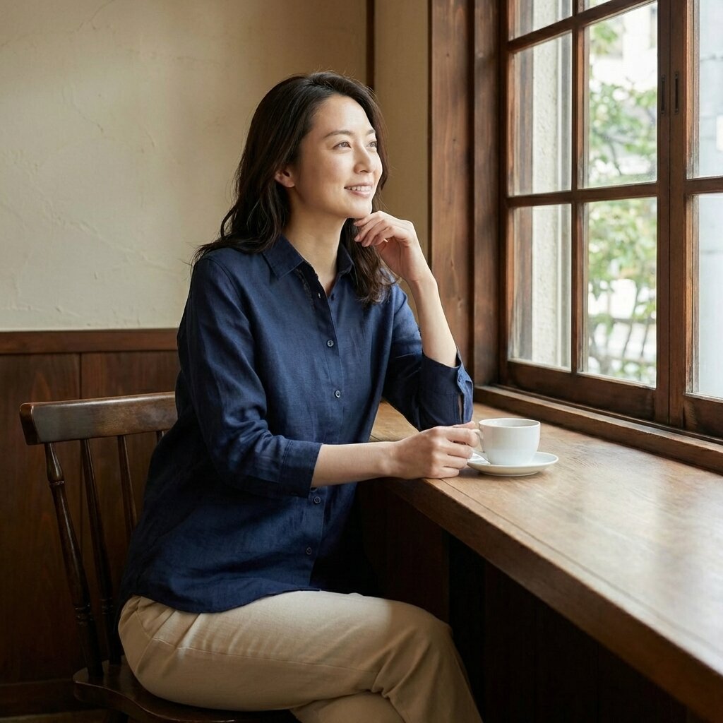 フレンチリネン 七分袖レギュラーカラーシャツ - 13