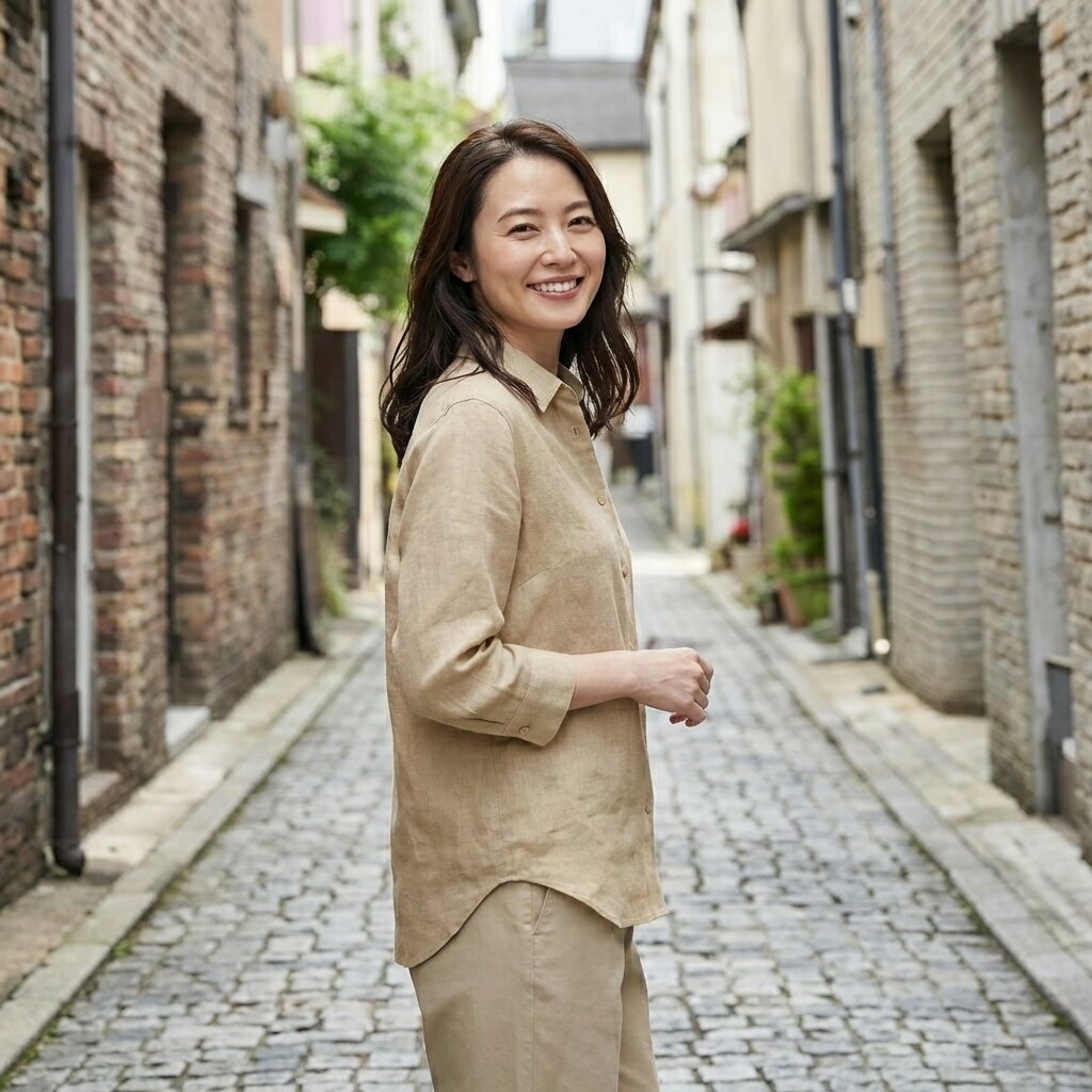 フレンチリネン 七分袖レギュラーカラーシャツ - 14