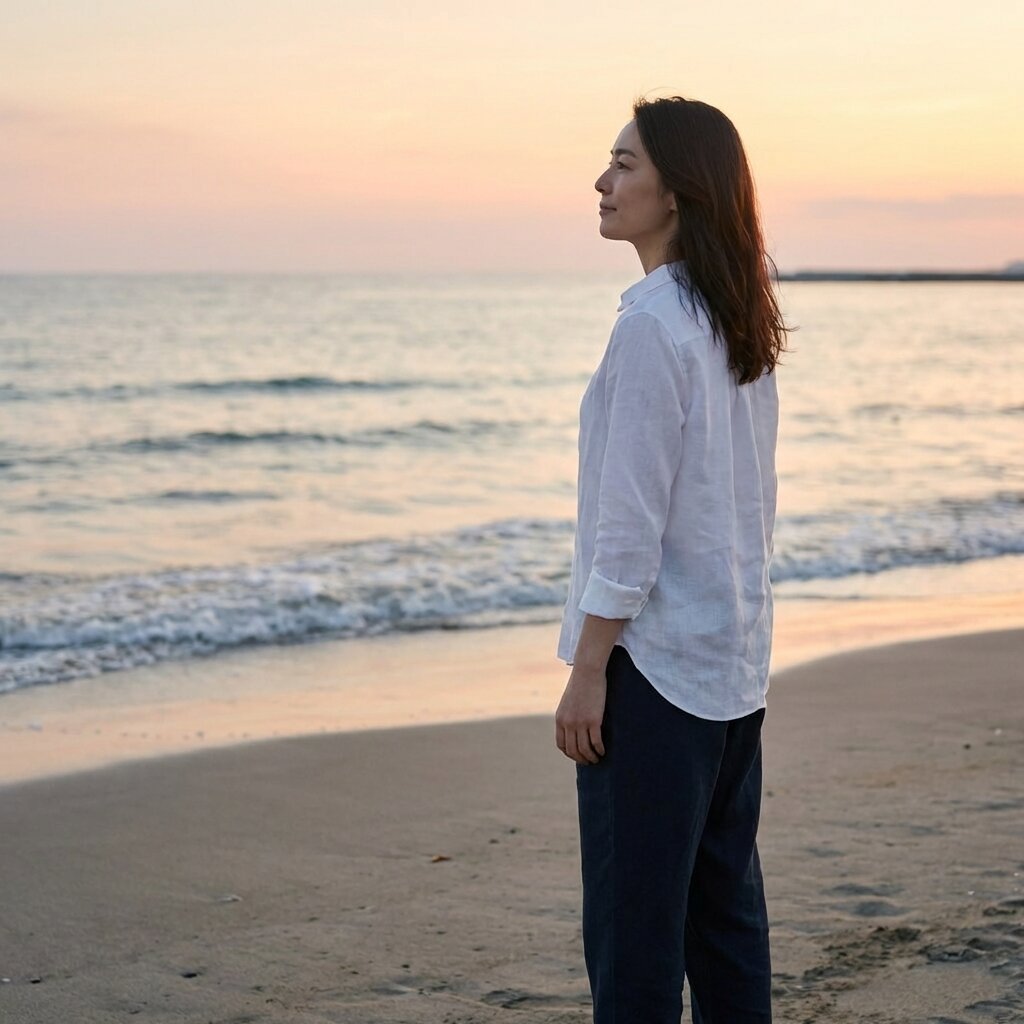 フレンチリネン 七分袖レギュラーカラーシャツ - 16