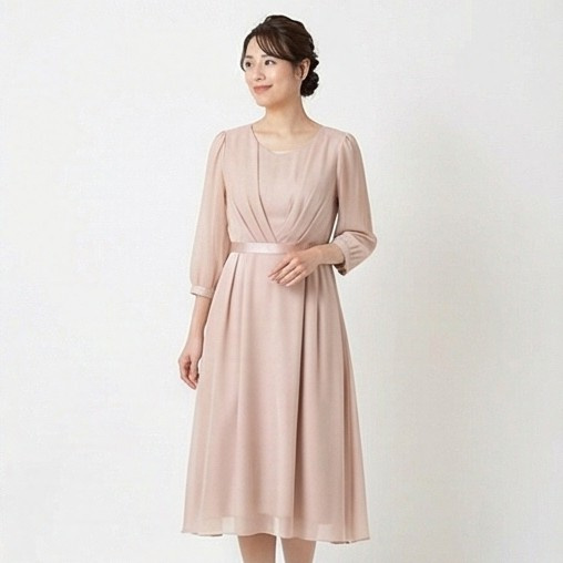 エアリージョーゼットワンピース（ダスティピンク）