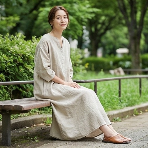 オーガニックリネンロングワンピース