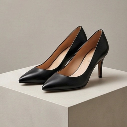 ポインテッドトゥブラックパンプス